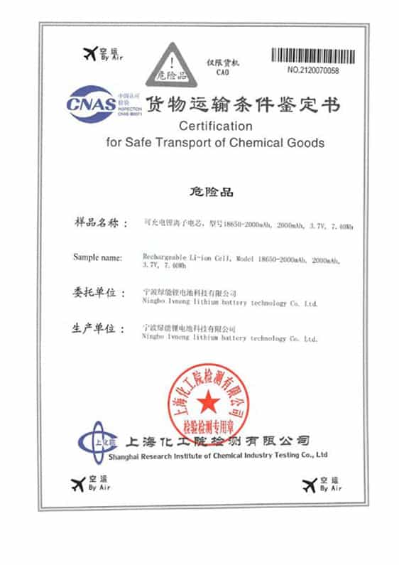 Certificate-Air delivery Safety